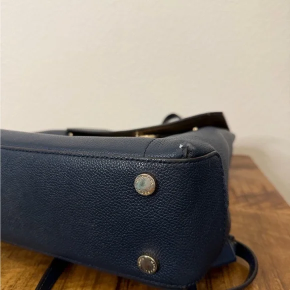 Michael Kors Dark Blue Hayes Backpack with Gold Lock - Picture 5 of 7